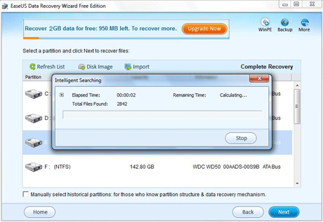 Start to search the lost files on the formatted partition on hard disk drive
