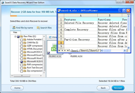 Preview lost Excel document before recovery on hard disk drive