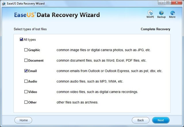 Select PST files