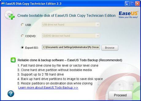 Create bootable disk of EaseUS Disk Copy