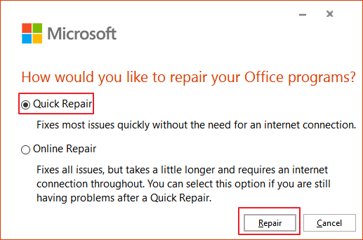 fix Microsoft Outlook has stopped working - way 4