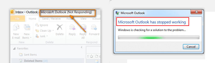 Microsoft Outlook has stopped working and not responding