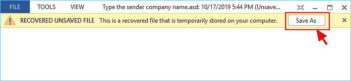 click save as to restore unsaved word documents