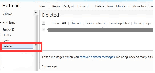 how to retrieve a deleted email from hotmail
