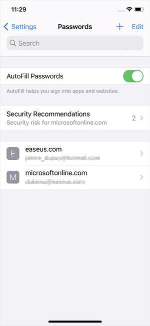 How to find App passwords on iPhone via Settings