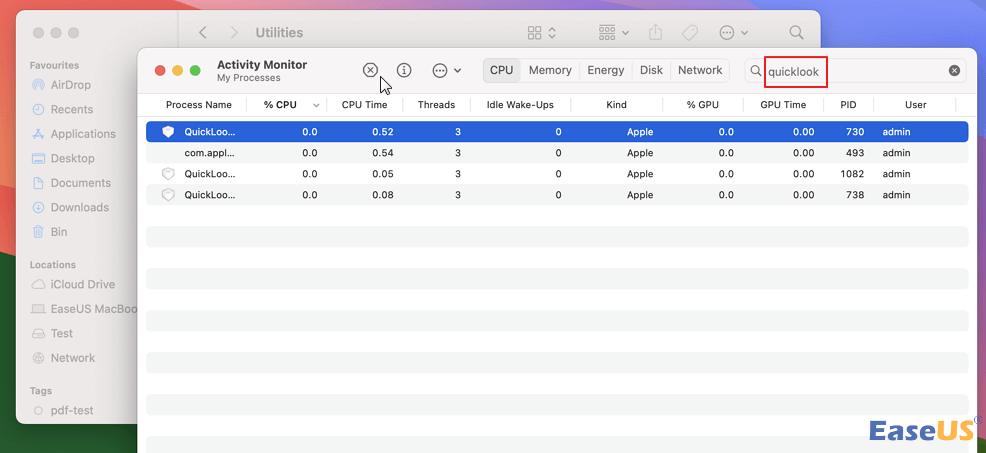 quit QuickLook Service