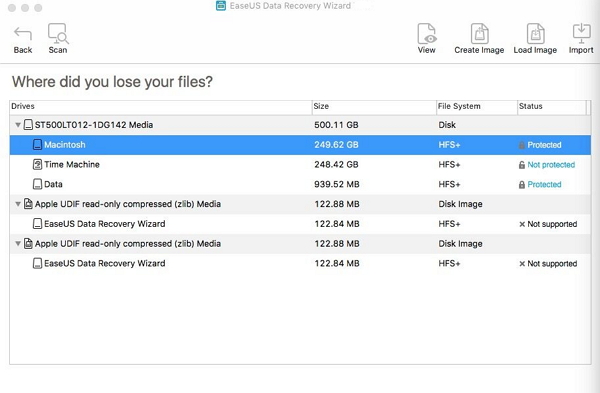 EaseUS Data Recovery Wizard for Mac guides to do Mac Mini file recovery by scanning selected volume.