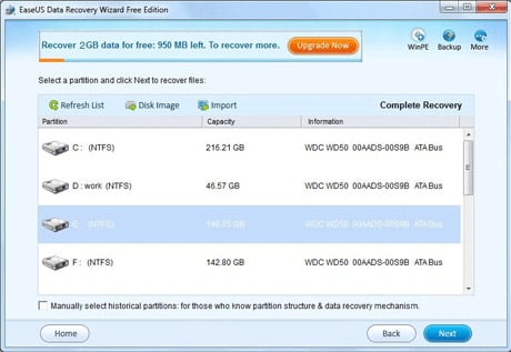 Choose formatted partition