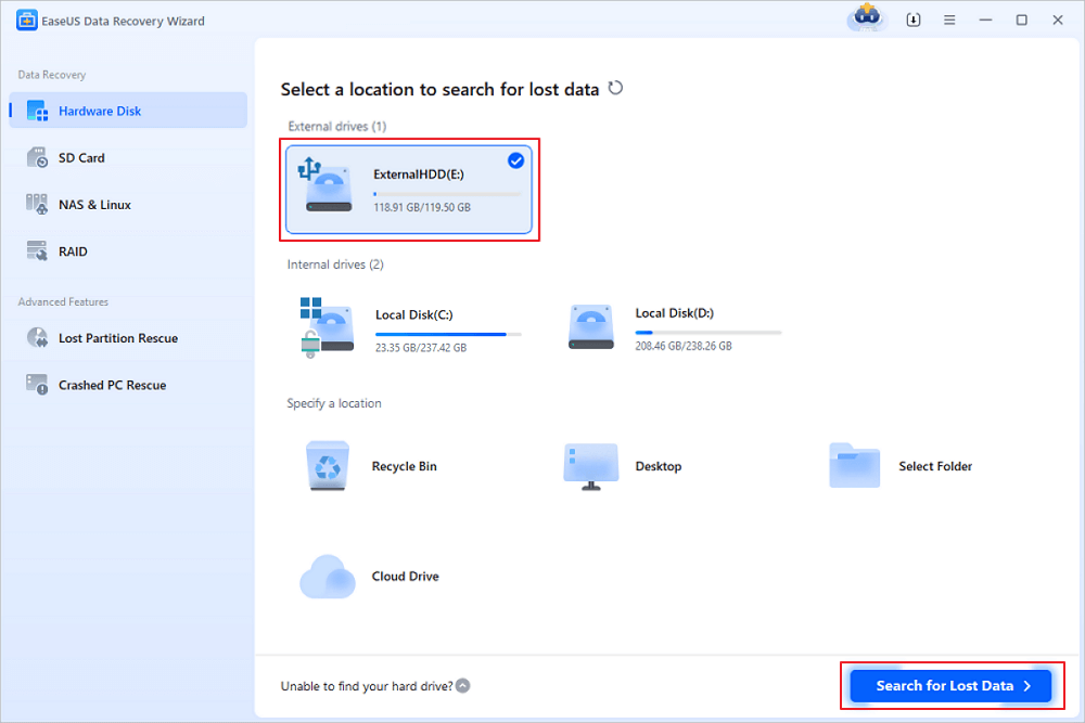 recover external disk step1