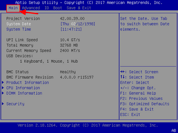 Unable to run Setup on American Megatrends BIOS