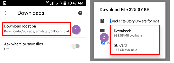 Change Downloads location on Android
