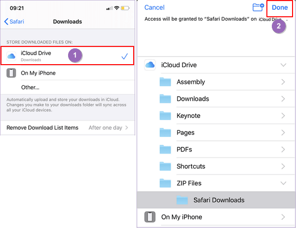 Change Downloads folder location on iPhone