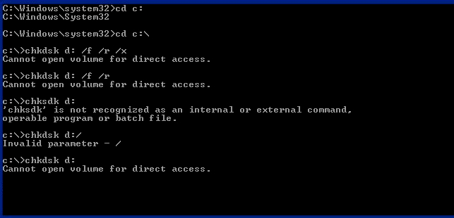 chkdsk no puede abrir el volumen para un acceso rápido 2003