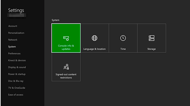 Konsoleninfos & Updates auf Xbox One