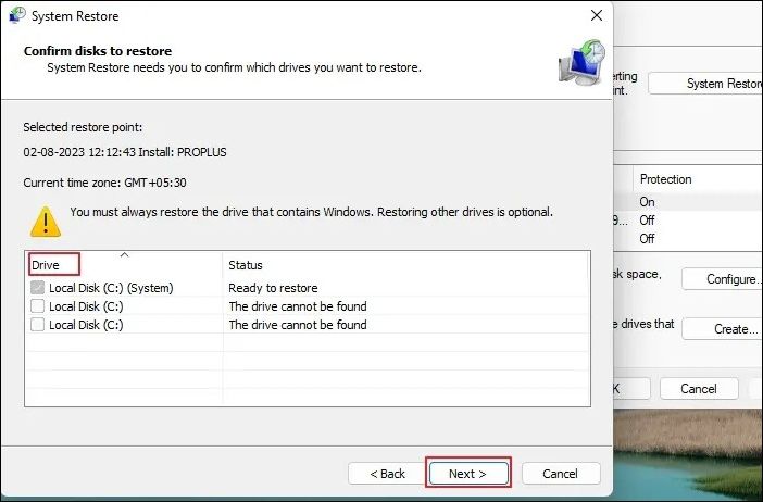 選擇要恢復的驅動器
