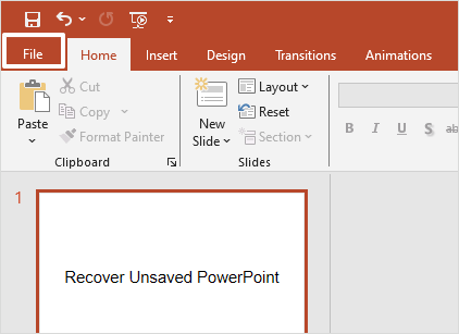 click File in PowerPoint