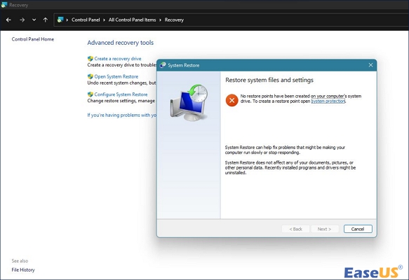 kliknij przywracanie systemu