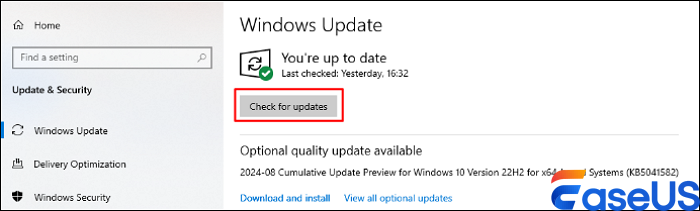 Klicken Sie auf „Nach Updates suchen“.