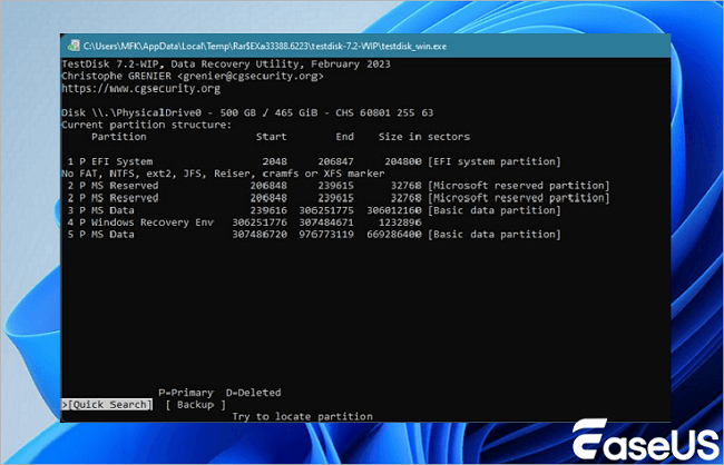 klikněte na možnost rychlého vyhledávání