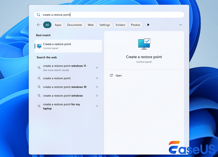 Create a restore point Windows 11