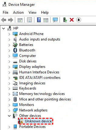 unknown device in device manager