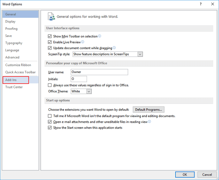 microsoft word not working windows 10