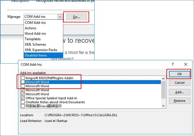 word 2016 crashes when opening a document