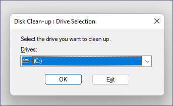 選擇一個驅動器來運行清理