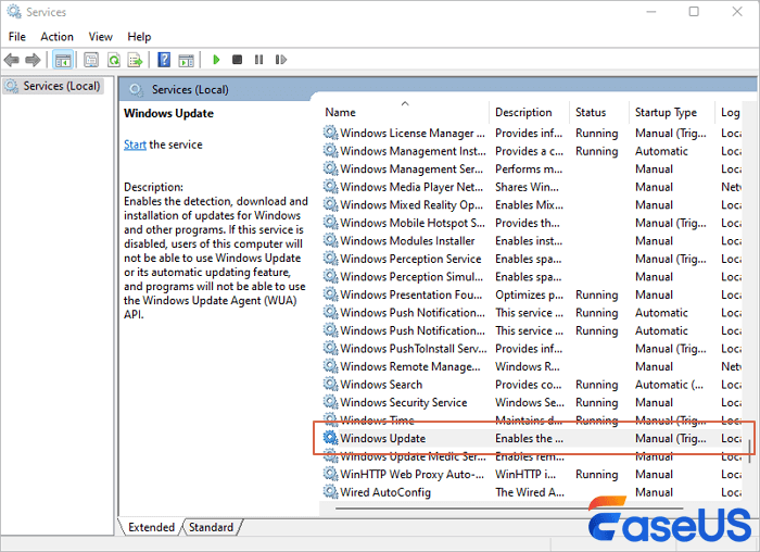Clique duas vezes em atualização do Windows