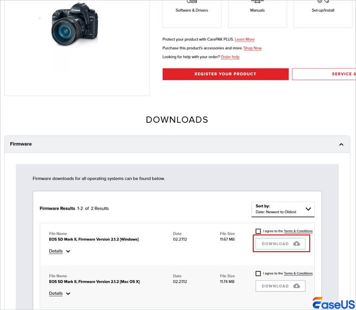 Unduh pembaruan firmware terbaru
