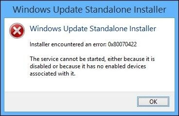 Windows 更新錯誤 0x80070422