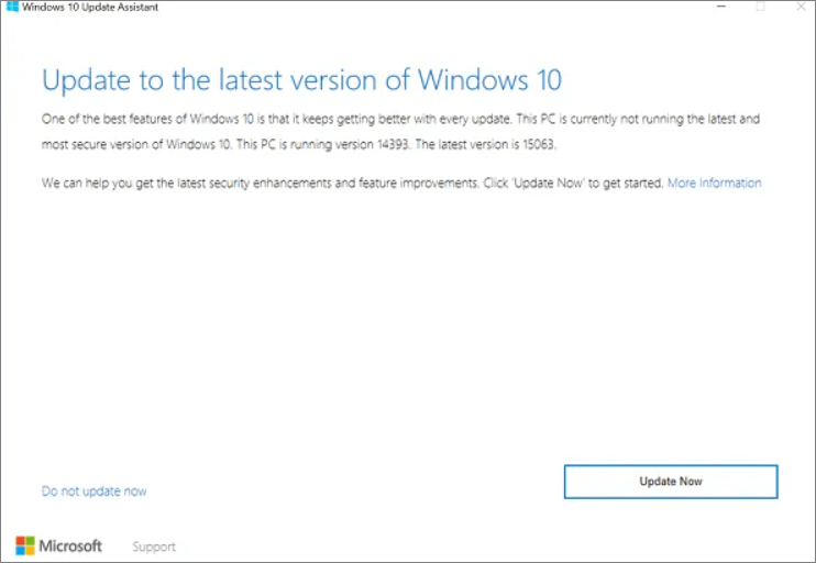 run Windows Update Assistant