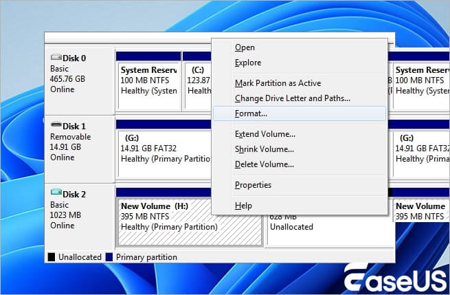 format external hard drive in disk management