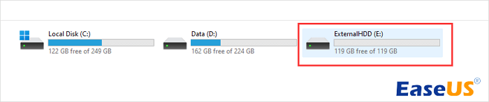 sformatowany zewnętrzny dysk twardy