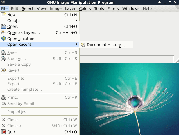GIMP 恢復上次會話