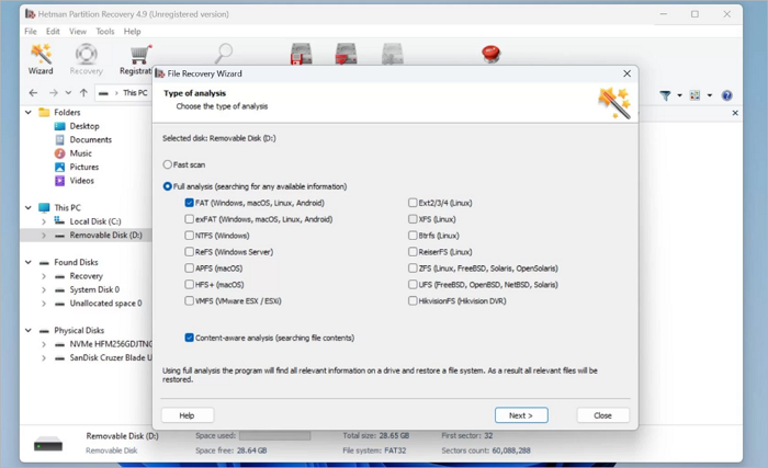 Hetman Partition Recovery 螢幕截圖