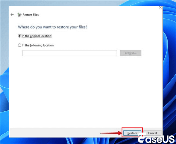 Hit the restore button