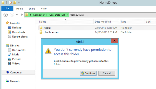 You don't currently have permission to access this folder error