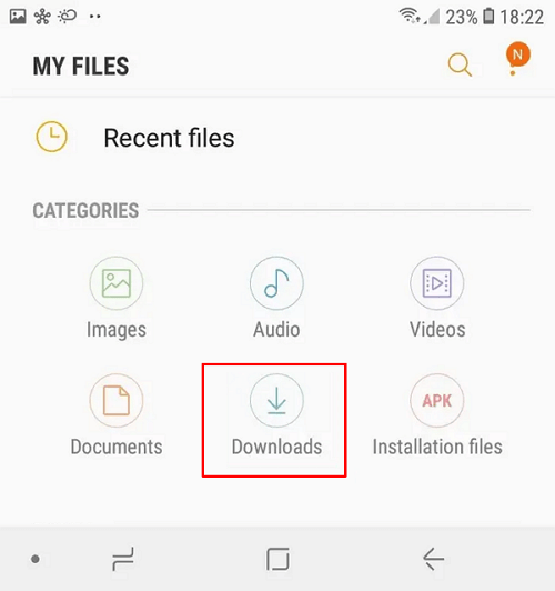 Open Downloads folder on Android