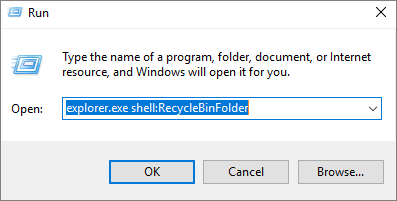 find recycle bin in run command