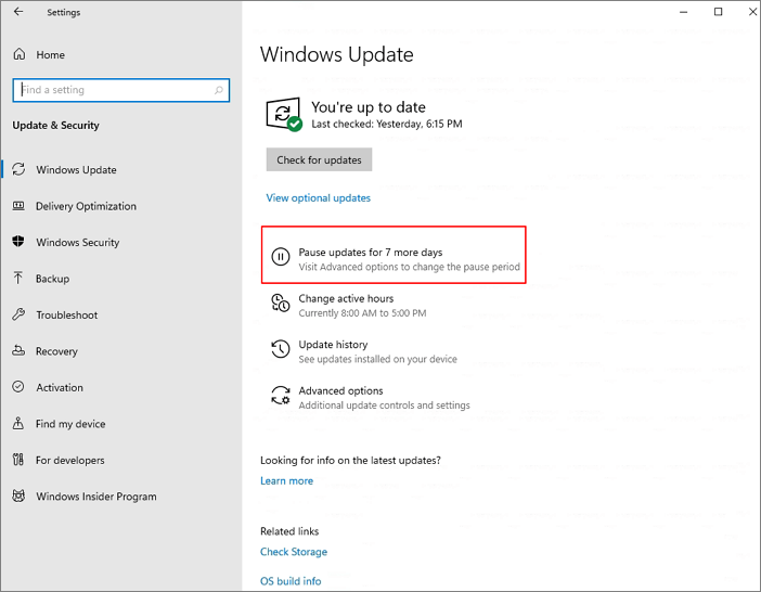 change windows update settings keeps popping up