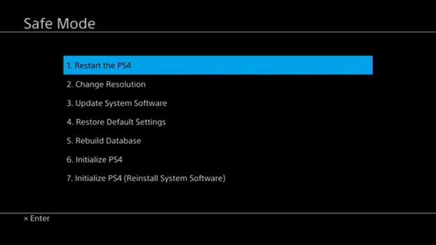 enter ps4's safe mode and rebuild database