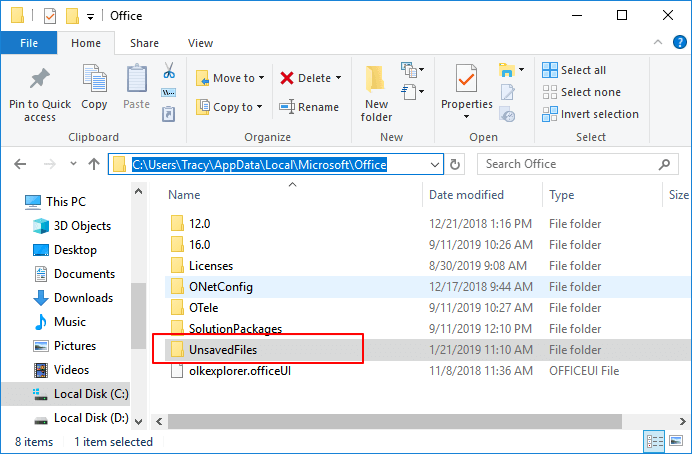 excel 2016 file location