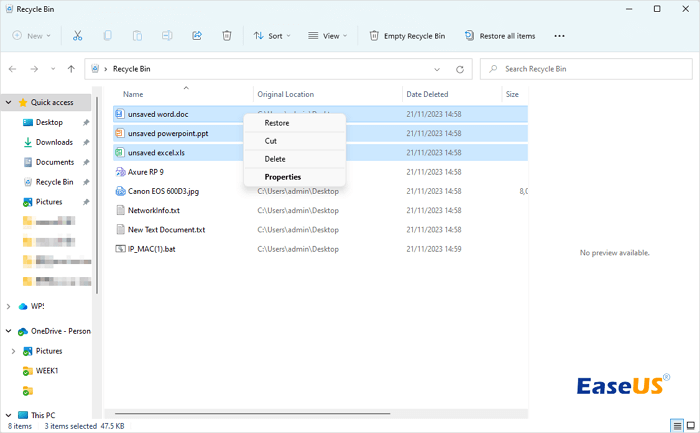 przywróć wybrane pliki