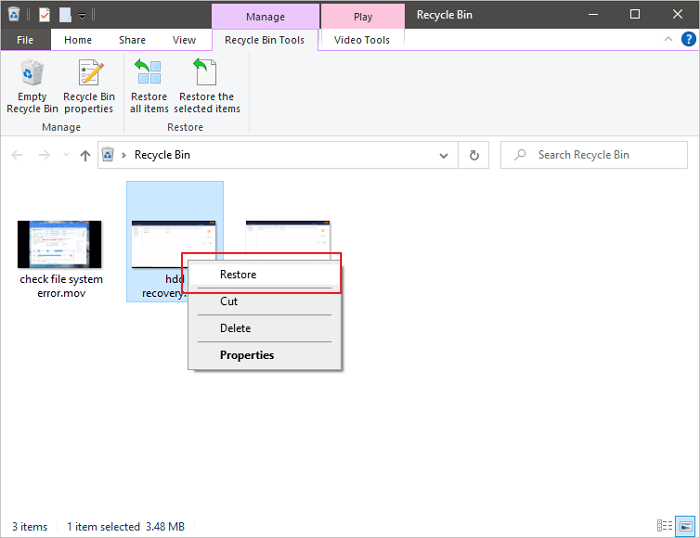 récupérer la vidéo supprimée de la corbeille-2