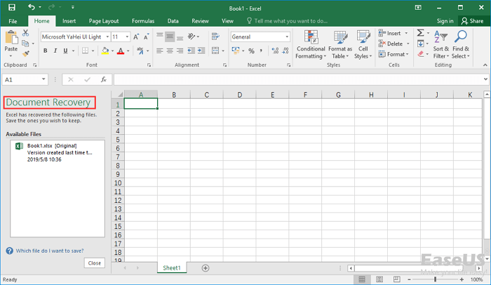 find unsaved excel workbook