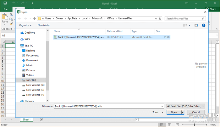 how to recover excel file saved over windows 7