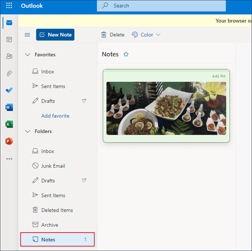 memulihkan catatan tempel dari Outlook