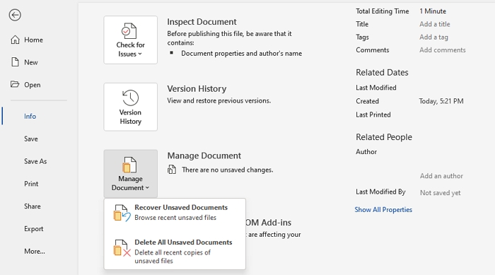 jak odzyskać niezapisany dokument Word za pomocą funkcji automatycznego odzyskiwania - 3