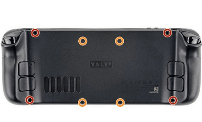 Entfernen Sie die Schrauben auf der Rückseite, um das Steam Deck zu öffnen